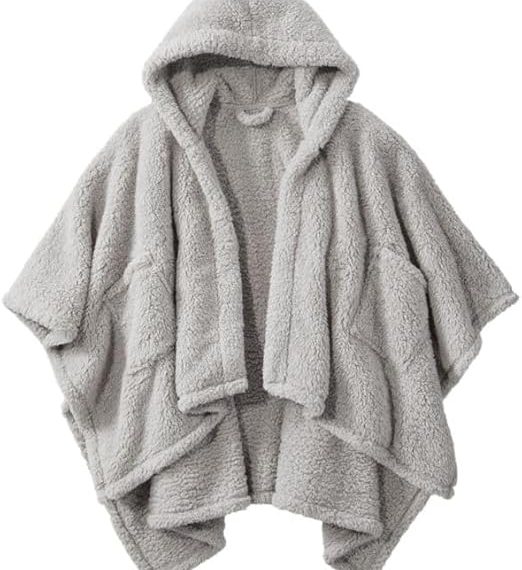 Wearable Blanket Sherpa Poncho Office Work Warm Cozy Shawl Blanket,Plush Cape Wrap for Adults