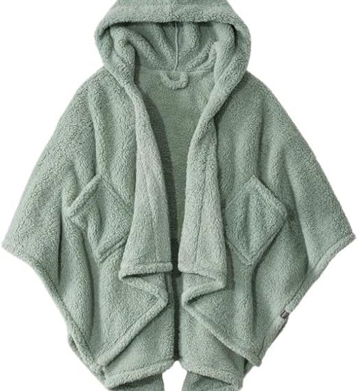 Wearable Blanket Sherpa Poncho Office Work Warm Cozy Shawl Blanket,Plush Cape Wrap for Adults
