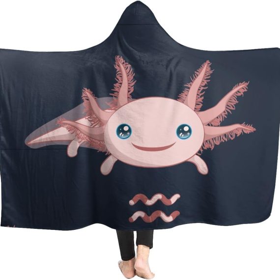 Axolotl Hooded Blanket Soft and Lightweight Flannel Throw Suitable for Use in Bed, Living Room and Travel 50"x40" for Kid