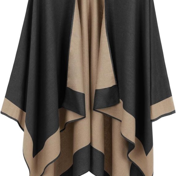 Women's Shawl Wraps Open Front Poncho Cape Oversized Sweaters Casual Cardigan Shawls for Fall Winter