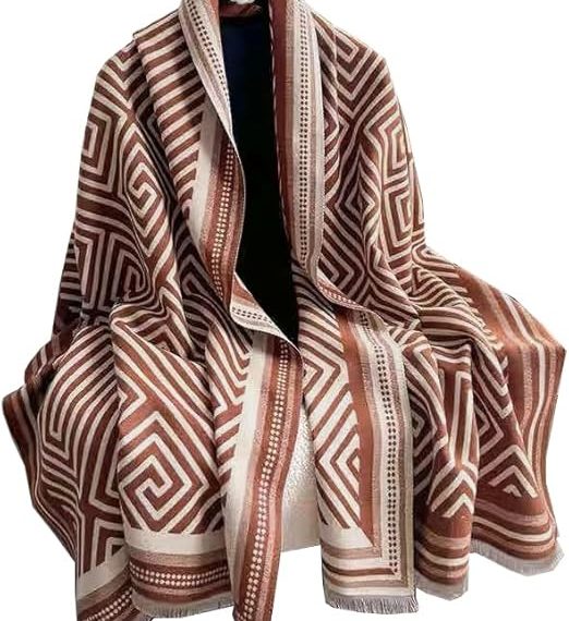 Women's Soft pashmina Shawl Oversized Winter Warm blanket Scarf Long Cashmere Shawls Wraps Geometric patterns