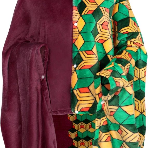 Wearable Blanket Hoodie, Anime Cosplay Fleece Cloak Cape Shawl Warm Cozy Soft Pajamas Unisex, 100 * 160 cm