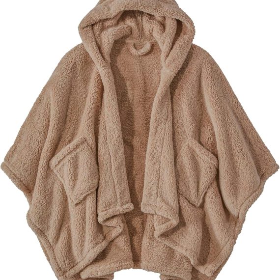 Wearable Blanket Sherpa Poncho Office Work Warm Cozy Shawl Blanket,Plush Cape Wrap for Adults